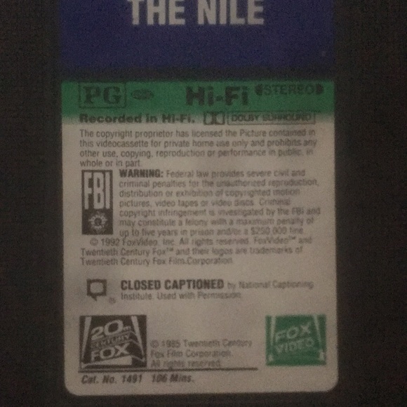 🔥3/$25🔥Vintage Jewel Of The Nile 1985 VHS Tape Michael Douglas - Picture 8 of 8